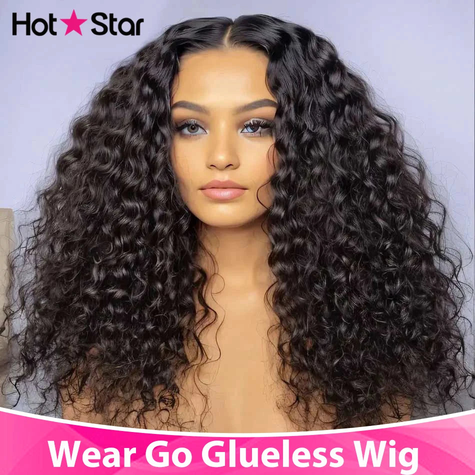 Real Glueless Wigs Human Hair Ready to Wear for Women Pre Plucked Brazilian Water Wave Human Hair Wigs 5X5 HD Glueless Lace Wigs