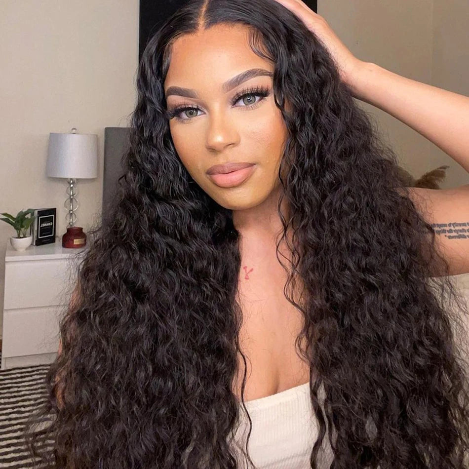 Real Glueless Wigs Human Hair Ready to Wear for Women Pre Plucked Brazilian Water Wave Human Hair Wigs 5X5 HD Glueless Lace Wigs